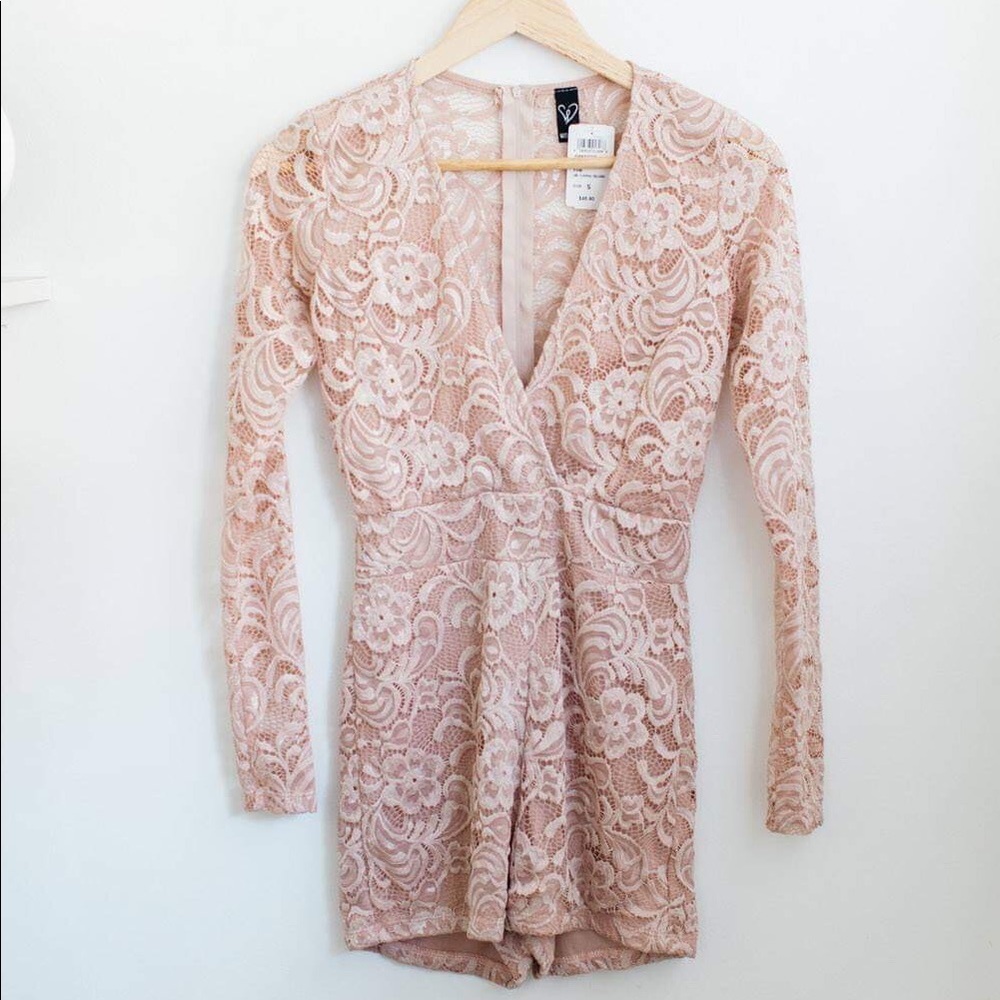 Windsor pink blush lace romper